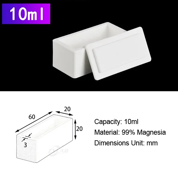 10ml Square with Lid Magnesia Oxide Crucible