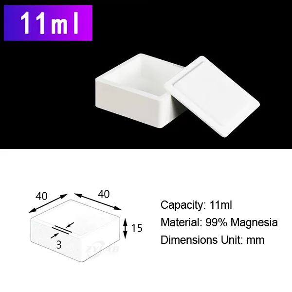 11ml Square with Lid Magnesia Oxide Crucible