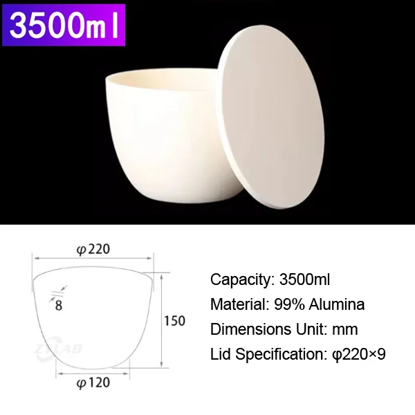 3500ml High-Purity Alumina Crucible