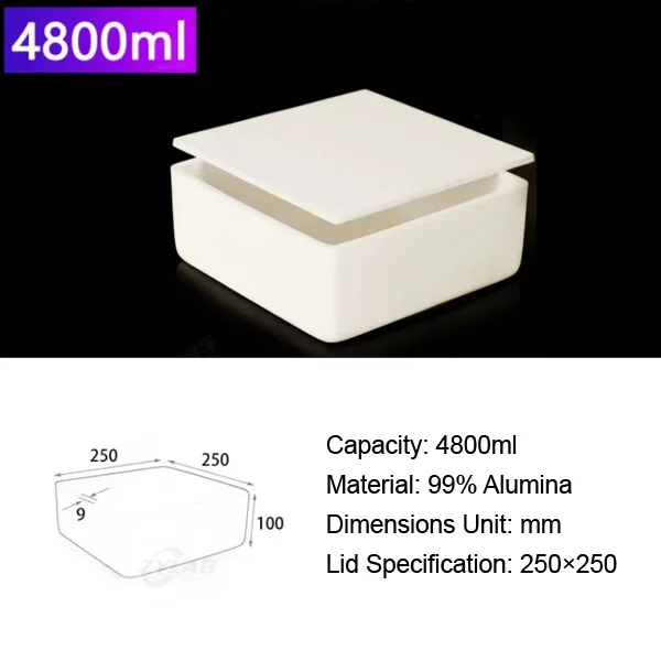 4800ml High-Temperature Alumina Square Crucible