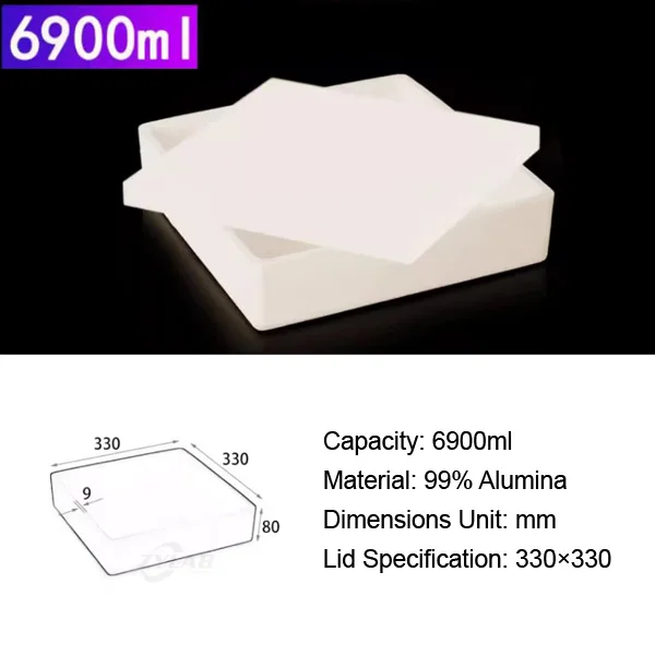 6900ml High-Temperature Alumina Square Crucible