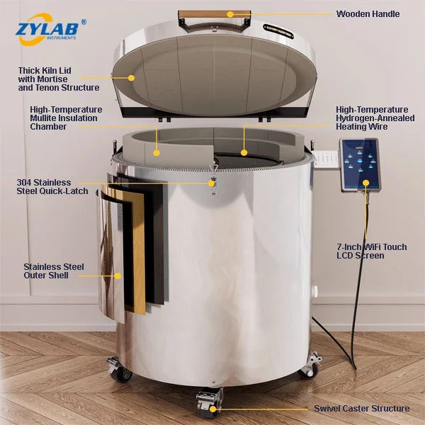 80L Top Loading Pottery Kiln with Full Ring Firing for Ceramic Firing