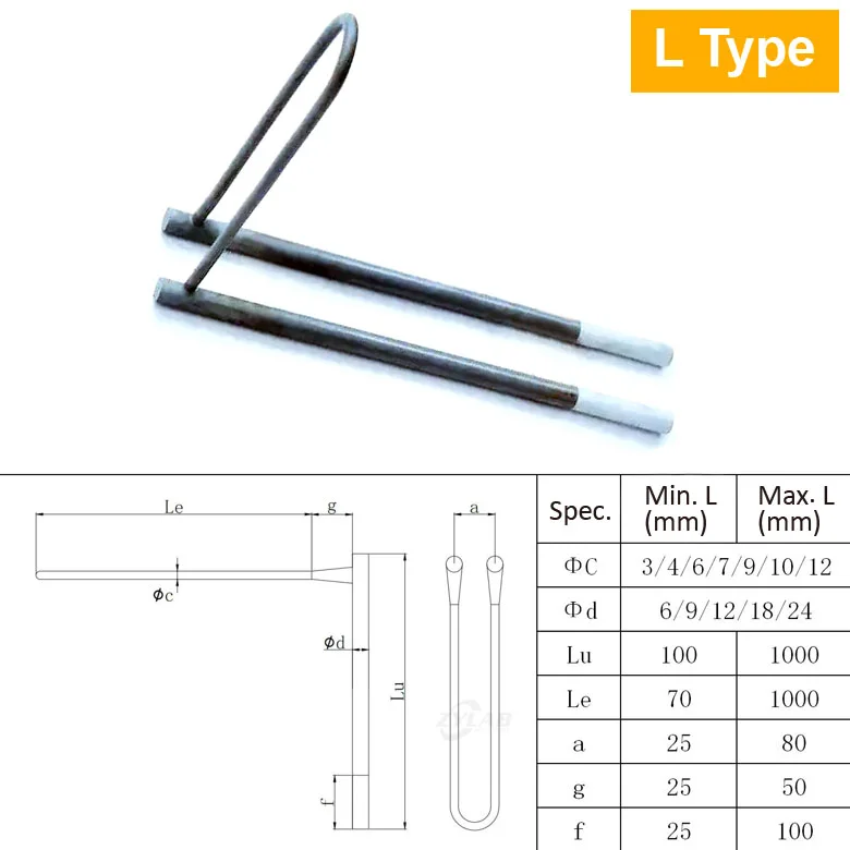 Custom Size L-Shaped MoSi2 Heating Element
