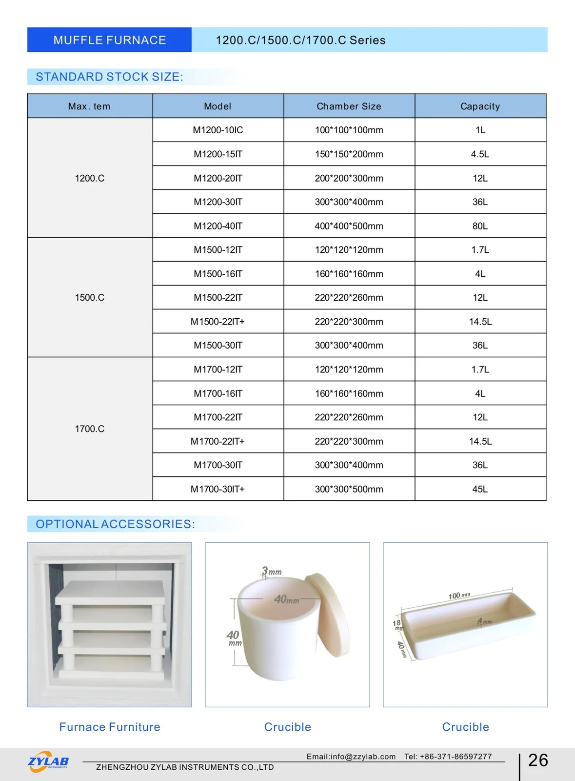 Standard Stock Size of High Temperature Muffle Furnace